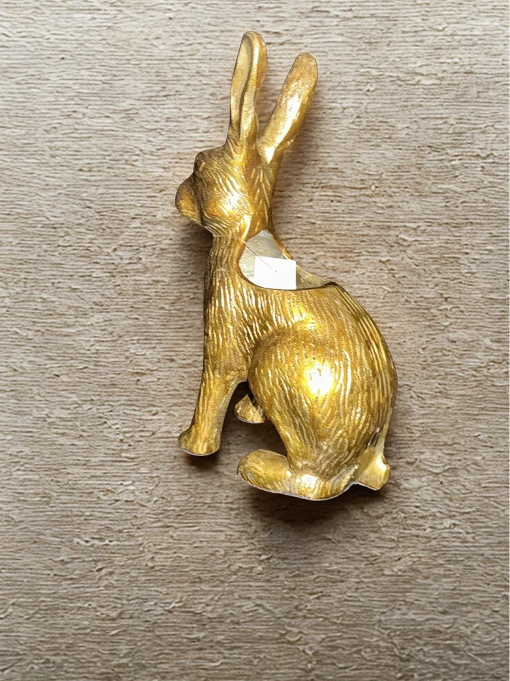 Gold Ceramic Bunny Figurine Planter Decorative Accent